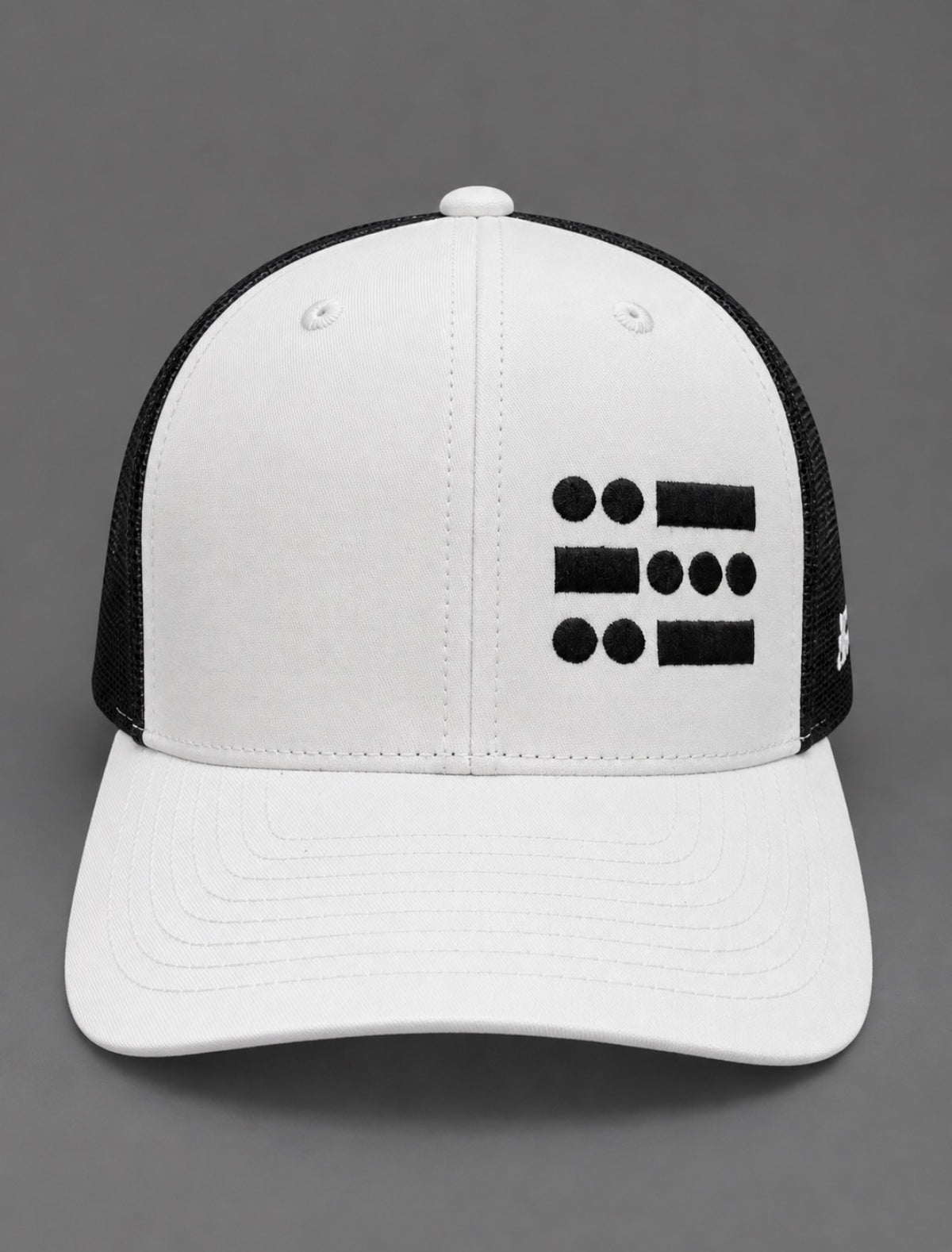 U B U Trucker Style Hat- White, Black mesh