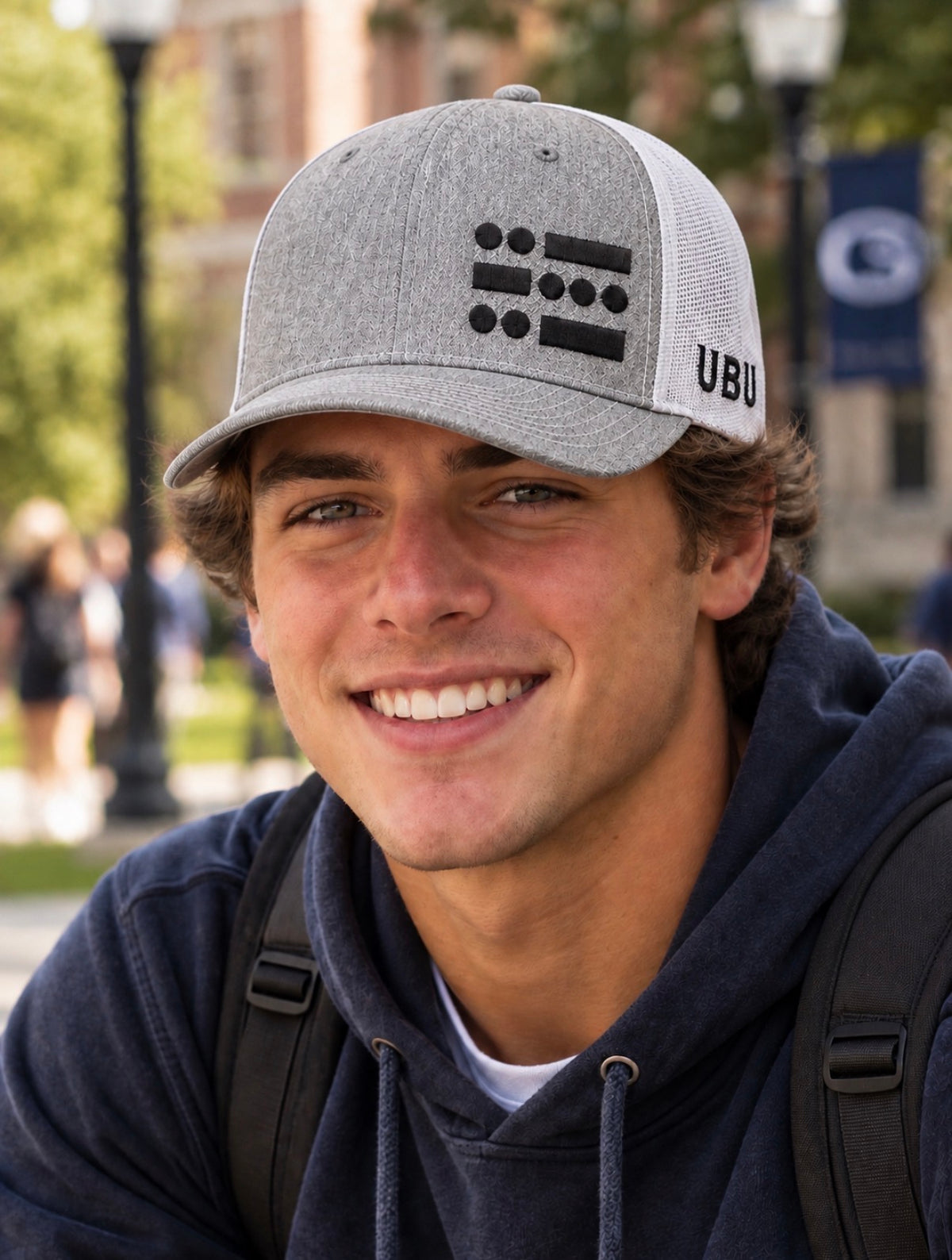 U B U Trucker Style Hat- Heather Grey