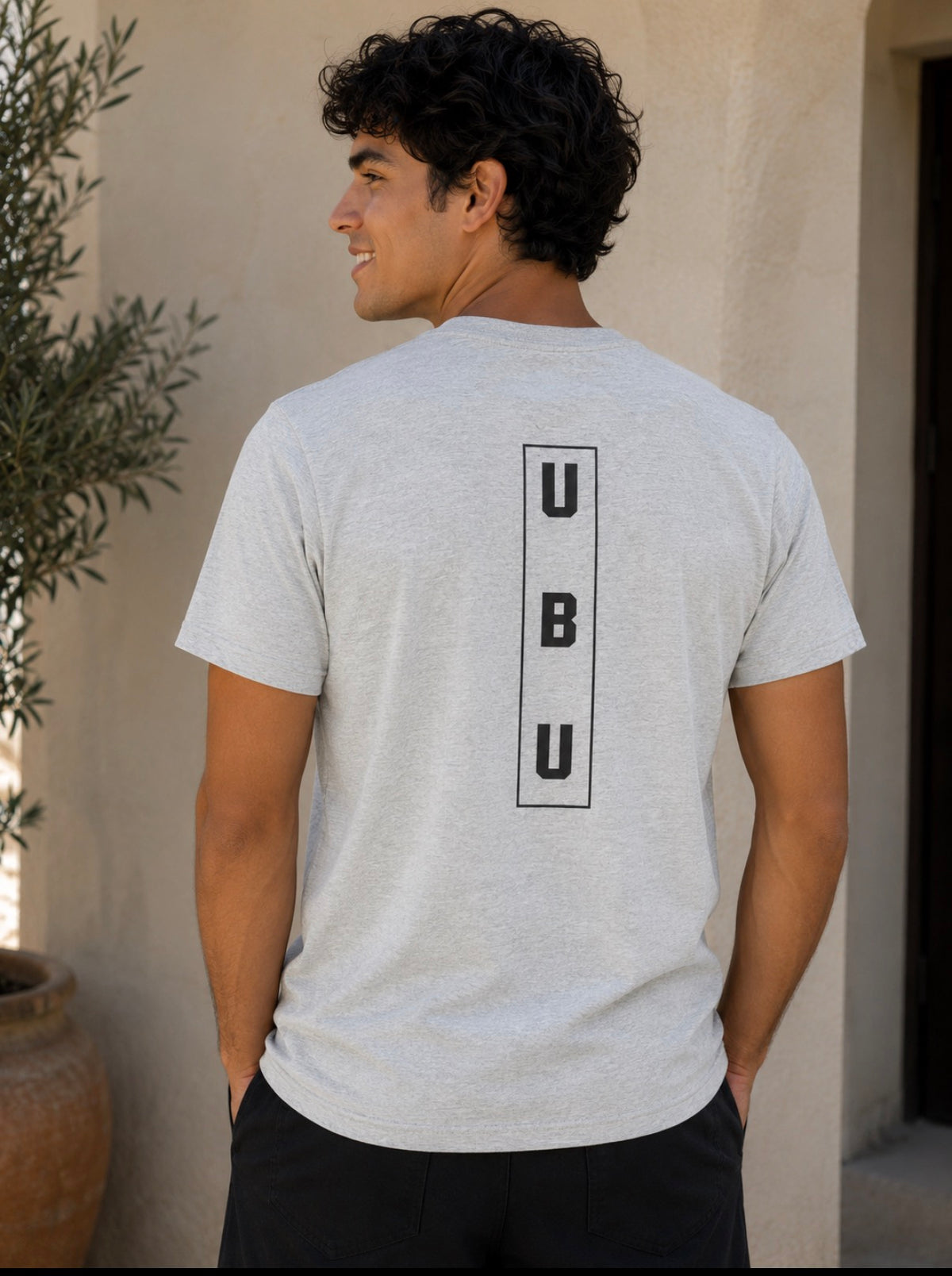 U B U  Short Sleeve Heather  Grey T-Shirt